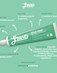 Grants Natural Toothpaste MILD MINT (Fluoride Free) 110g