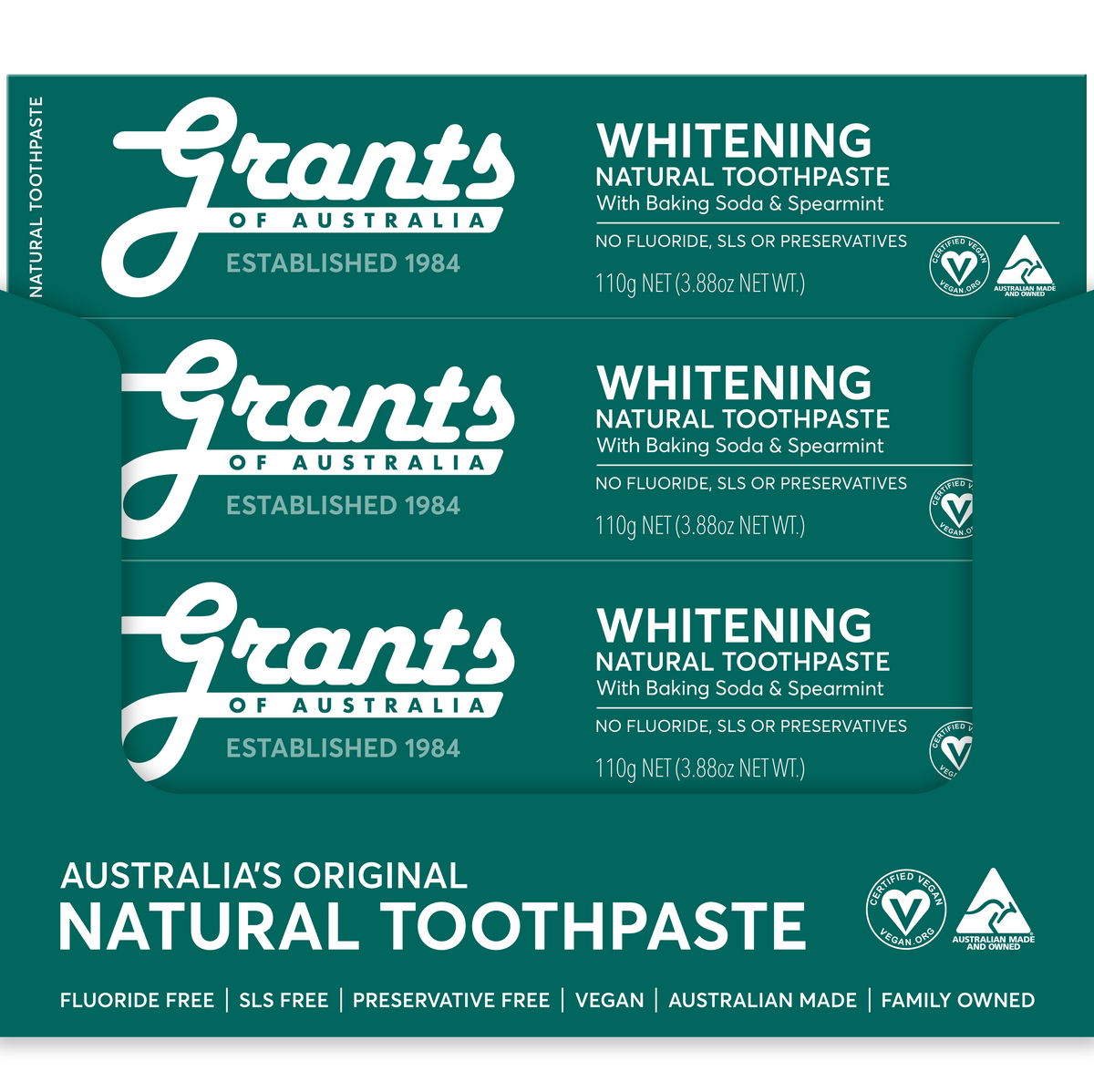 Grants Natural Toothpaste WHITENING | Fluoride Free 110g