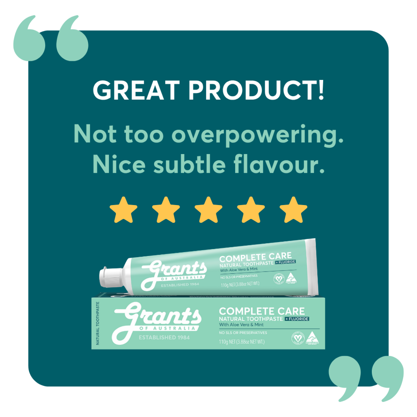 Grants Natural Toothpaste COMPLETE CARE with Fluoride 110g