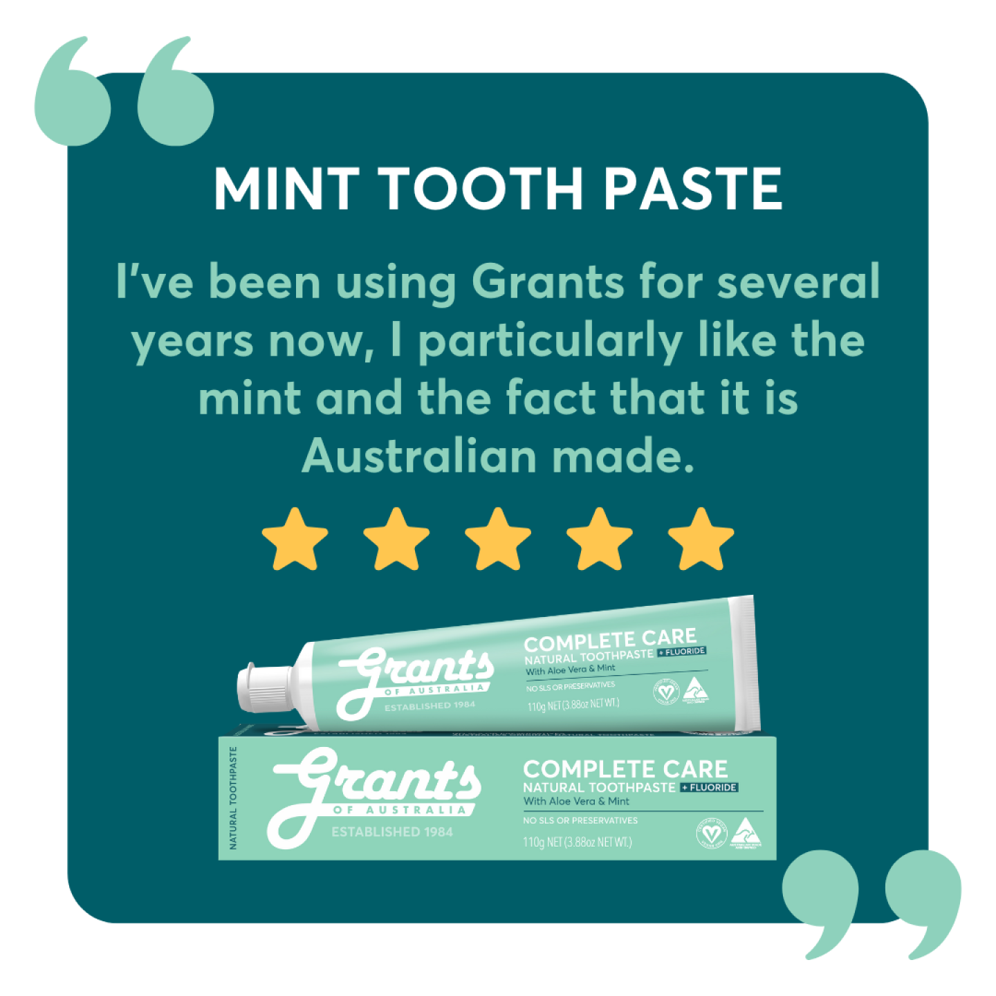 Grants Natural Toothpaste COMPLETE CARE with Fluoride 110g