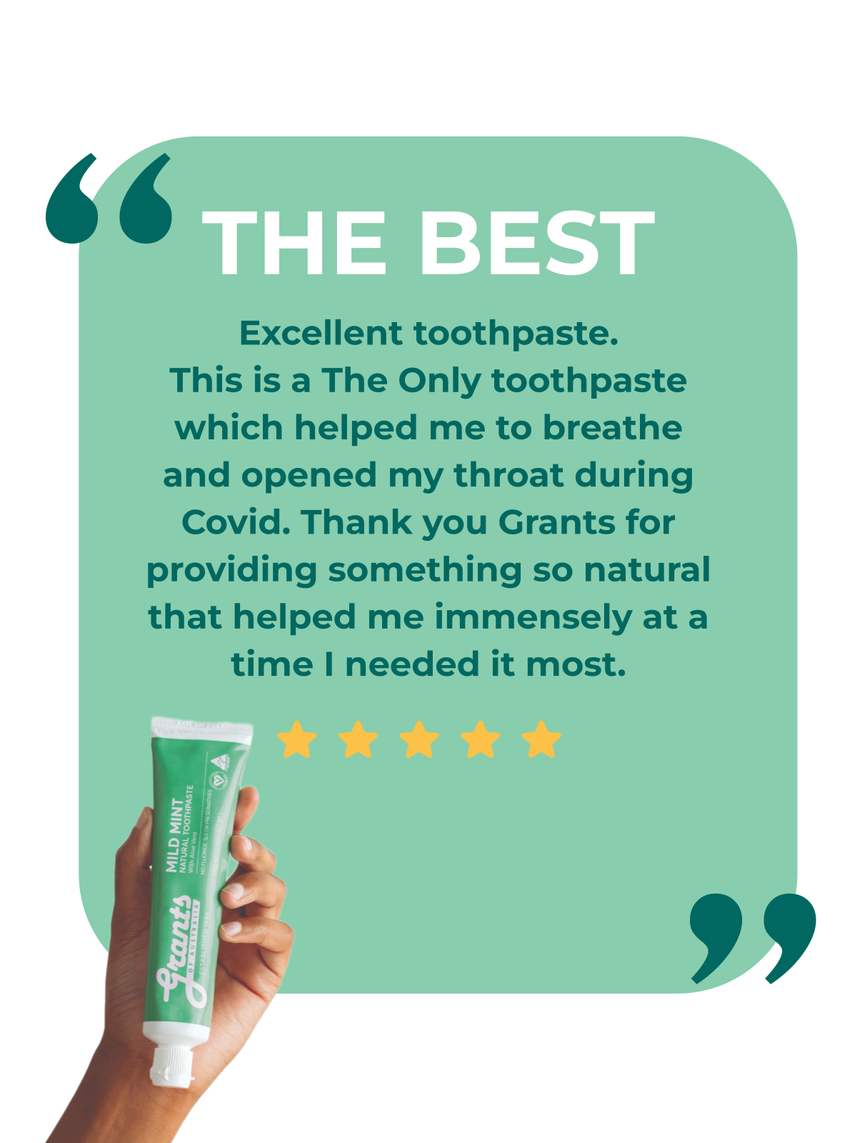 Grants Natural Toothpaste MILD MINT | Fluoride Free 110g