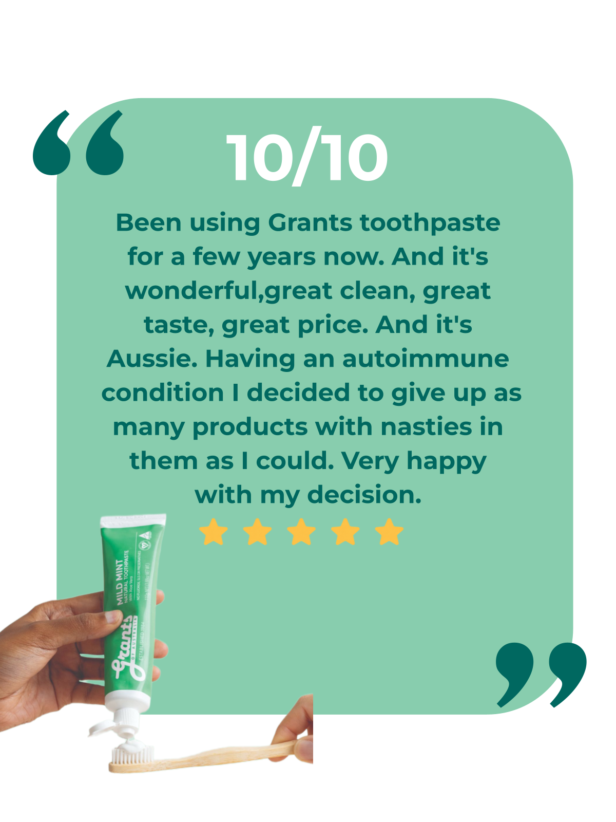 Grants Natural Toothpaste MILD MINT | Fluoride Free 110g