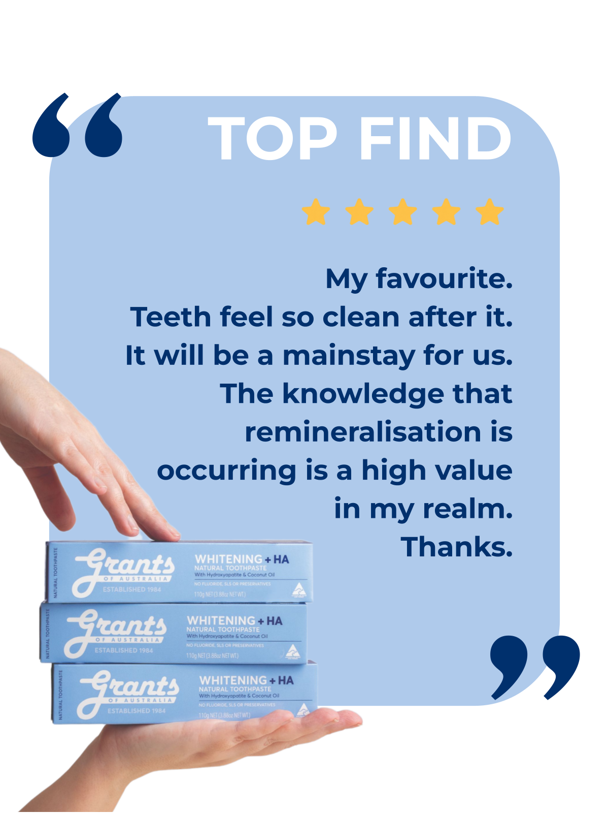 Grants Natural Toothpaste WHITENING +HA | Fluoride Free 110g