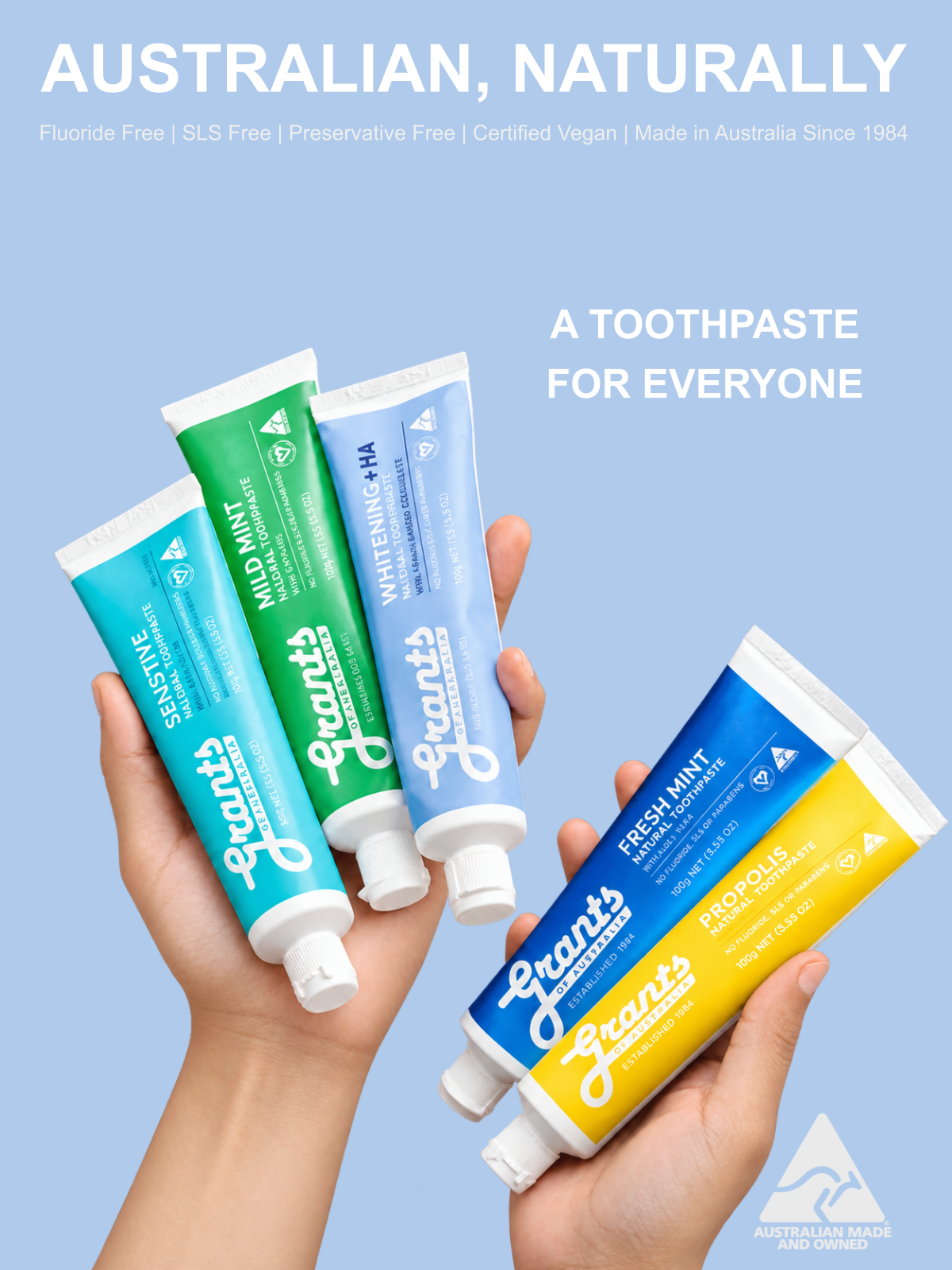 Grants Natural Toothpaste WHITENING +HA | Fluoride Free 110g