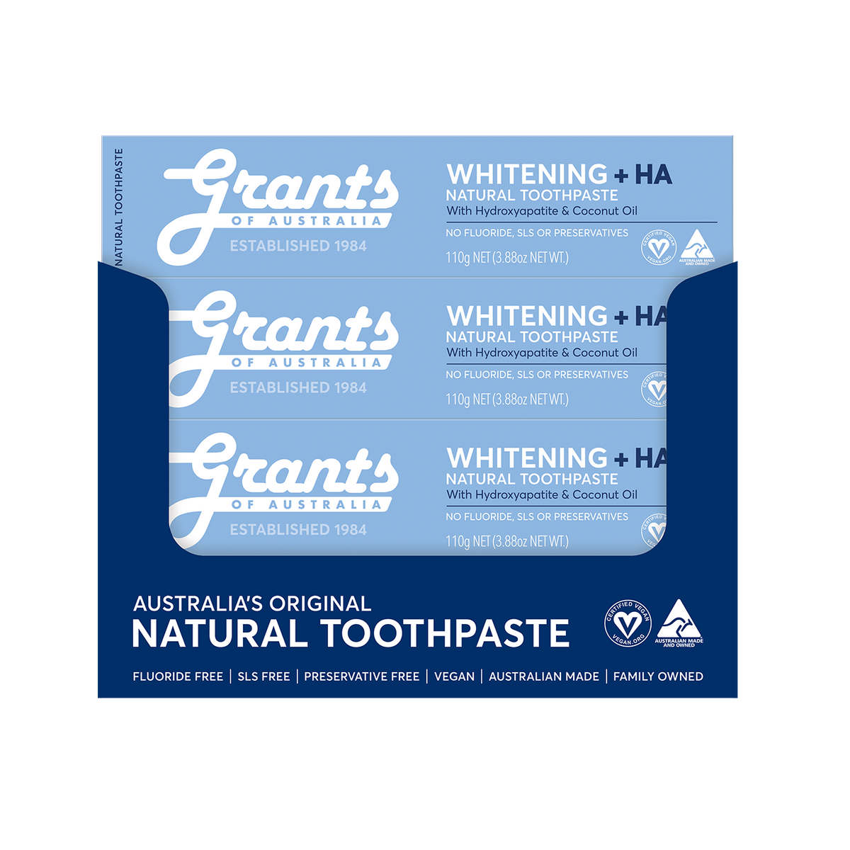 Grants Natural Toothpaste WHITENING +HA | Fluoride Free 110g